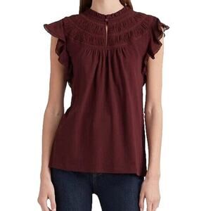 LAUREN RALPH‎ LAUREN LACE NWT TRIM FLUTTER SLEEVE BLOUSE TOP SIZE S/P